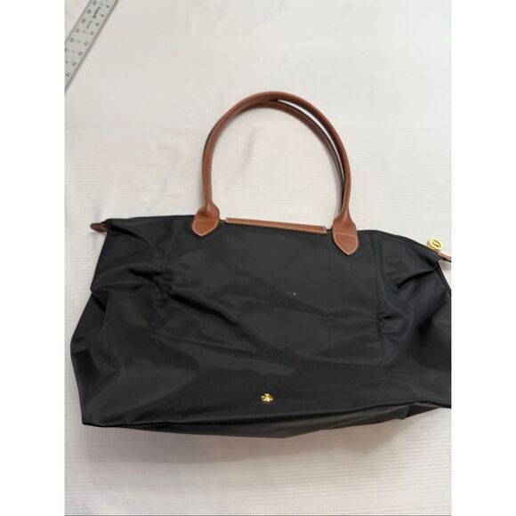 LONGCHAMP Le Pliage Large Foldable Nylon Shoulder Tote Black/Brown - Picture 12 of 15